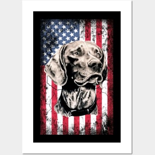 Patriotic Vizsla American Flag Posters and Art